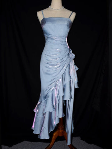 Mermaid Spaghetti Straps Satin Long Party Dress Prom Dresses S2806 HZ0628